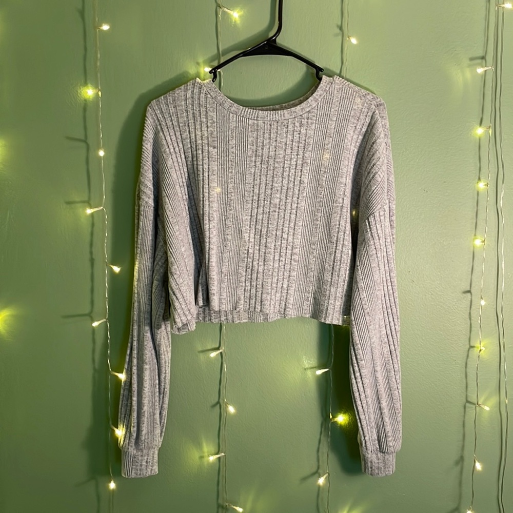Cropped Light Grey Long-Sleeve/Sweater